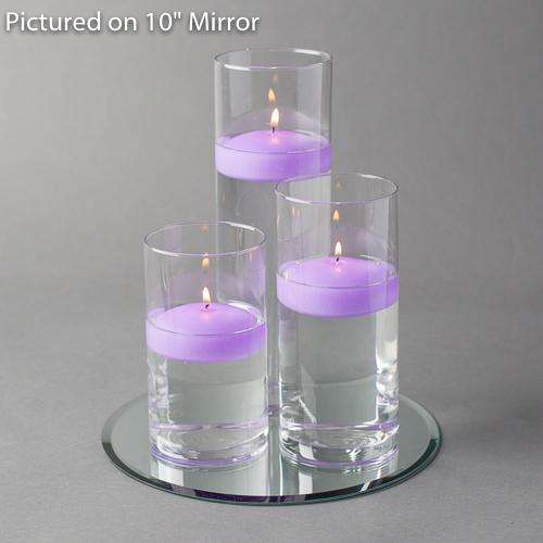 Eastland Round Mirror and Cylinder Vase Centerpiece with Richland 3" Floating Candles Set of 48
