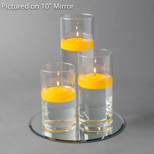 Eastland Round Mirror and Cylinder Vase Centerpiece with Richland 3" Floating Candles Set of 48