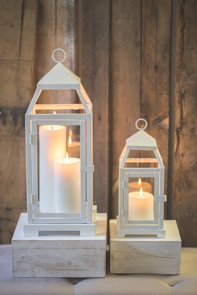 richland white contemporary metal lantern with clear glasses large