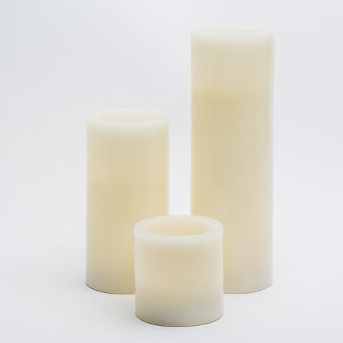 Richland Flameless LED Pillar Candles 3"x3", 3"x6" & 3"x9" Ivory Set of 3