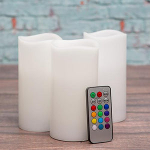Richland Flameless LED Remote Control Wavy Top Pillar Candle White 3"x6" Set of 24