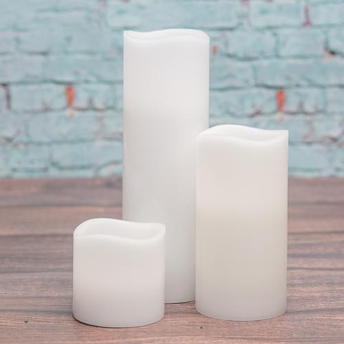 richland led wavy top pillar candle white 3x6