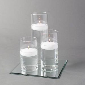 Eastland Square Mirror and Cylinder Vase Centerpiece with Richland 3" Floating Candles Set of 48