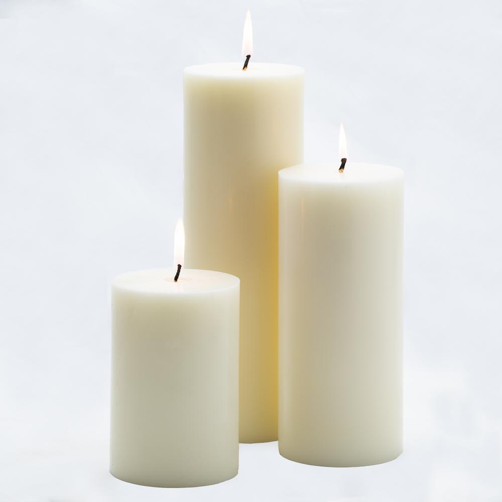 richland pillar candles 4 x6 4 x9 4 x12 light ivory set of 3
