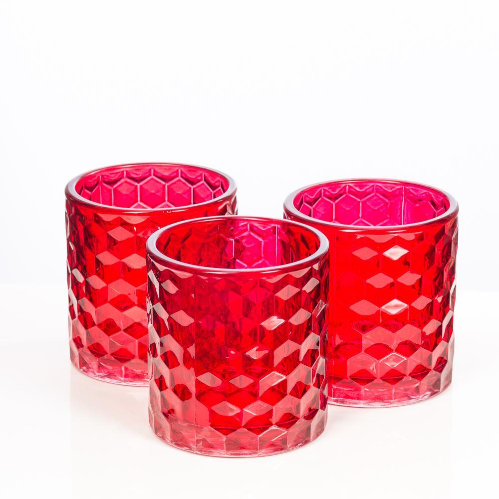 richland red chunky honeycomb glass votive tealight holder set of 12