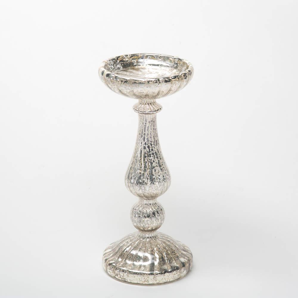 Richland Ribbed Unique Mercury Glass Pillar Candle Holder Set of 3