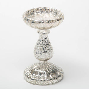 Richland 7" Ribbed Unique Mercury Glass Pillar Candle Holder