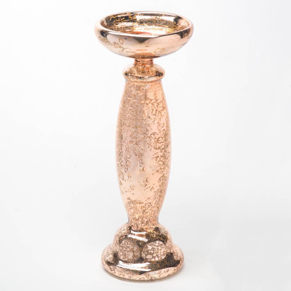 Richland Unique Rose Gold Mercury Glass Pillar Candle Holder Set of 3