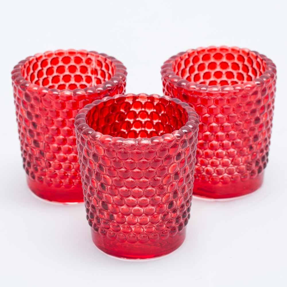richland votive holder hobnail red set of 12