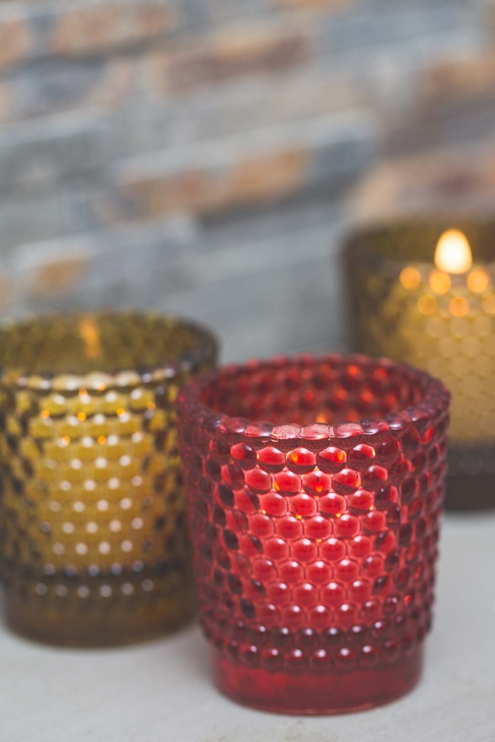 Richland Votive Holder Hobnail Red Set of 12