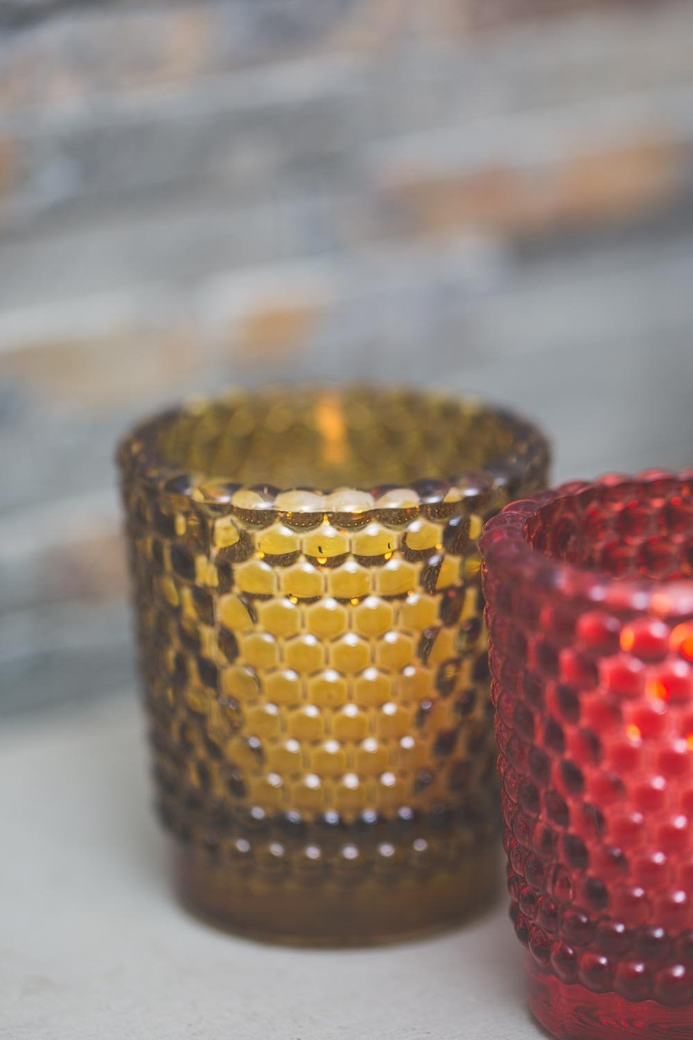 richland votive holder hobnail amber set of 12