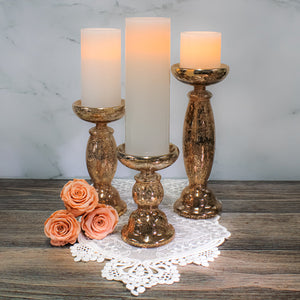 richland unique rose gold mercury glass pillar candle holder set of 3