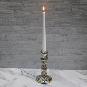 Richland Ribbed Unique Mercury Glass Taper Candle Holder  7"