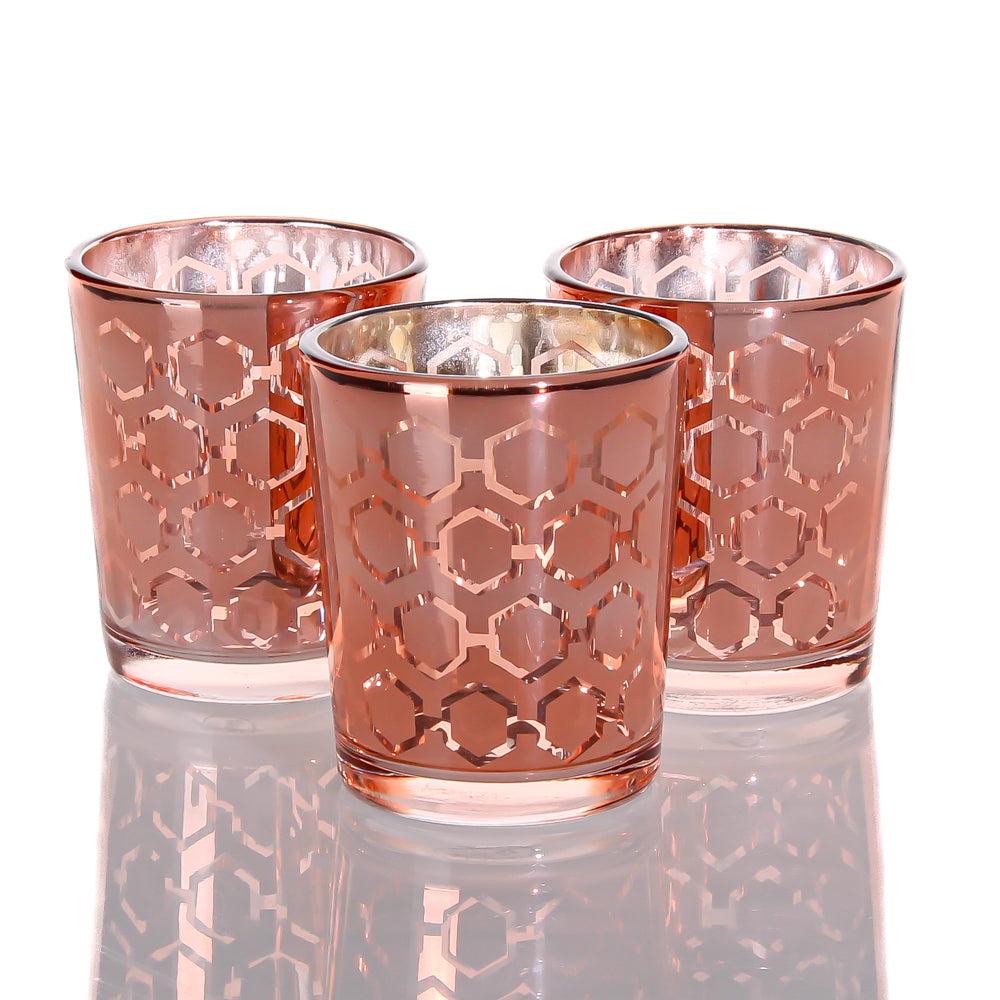 Richland Rose Gold Hexagonal Glass Holder - Small Set of 72
