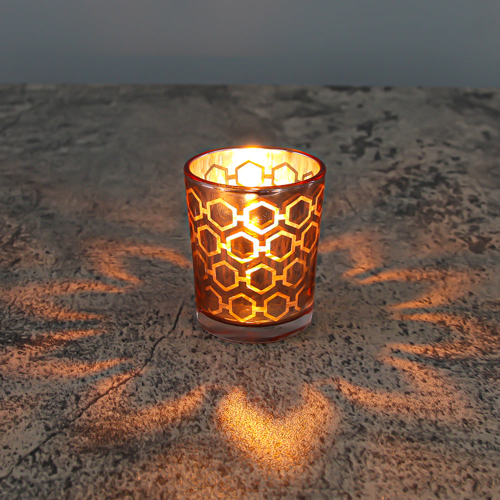 Richland Rose Gold Hexagonal Glass Holder - Small