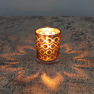 Richland Rose Gold Hexagonal Glass Holder - Small