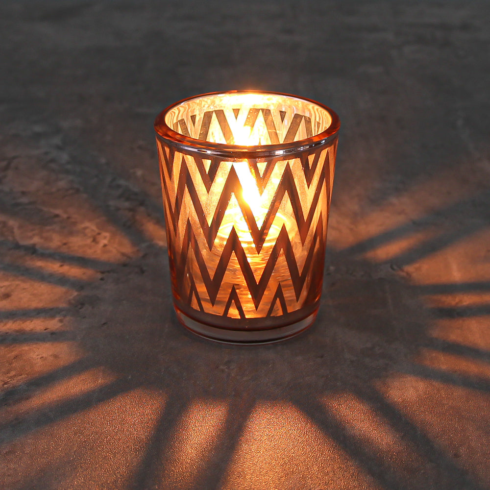 Richland Rose Gold Chevron Glass Holder - Small