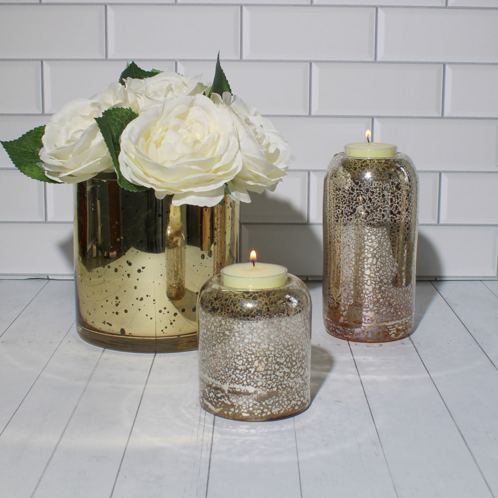 Richland Gold Mercury Glass Cylinder Vase 5" x 5"