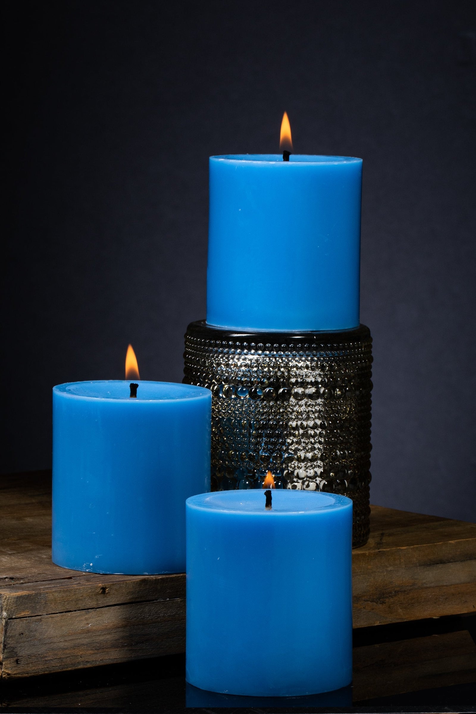 Richland Pillar Candle 3"x3" Light Blue Set of 12