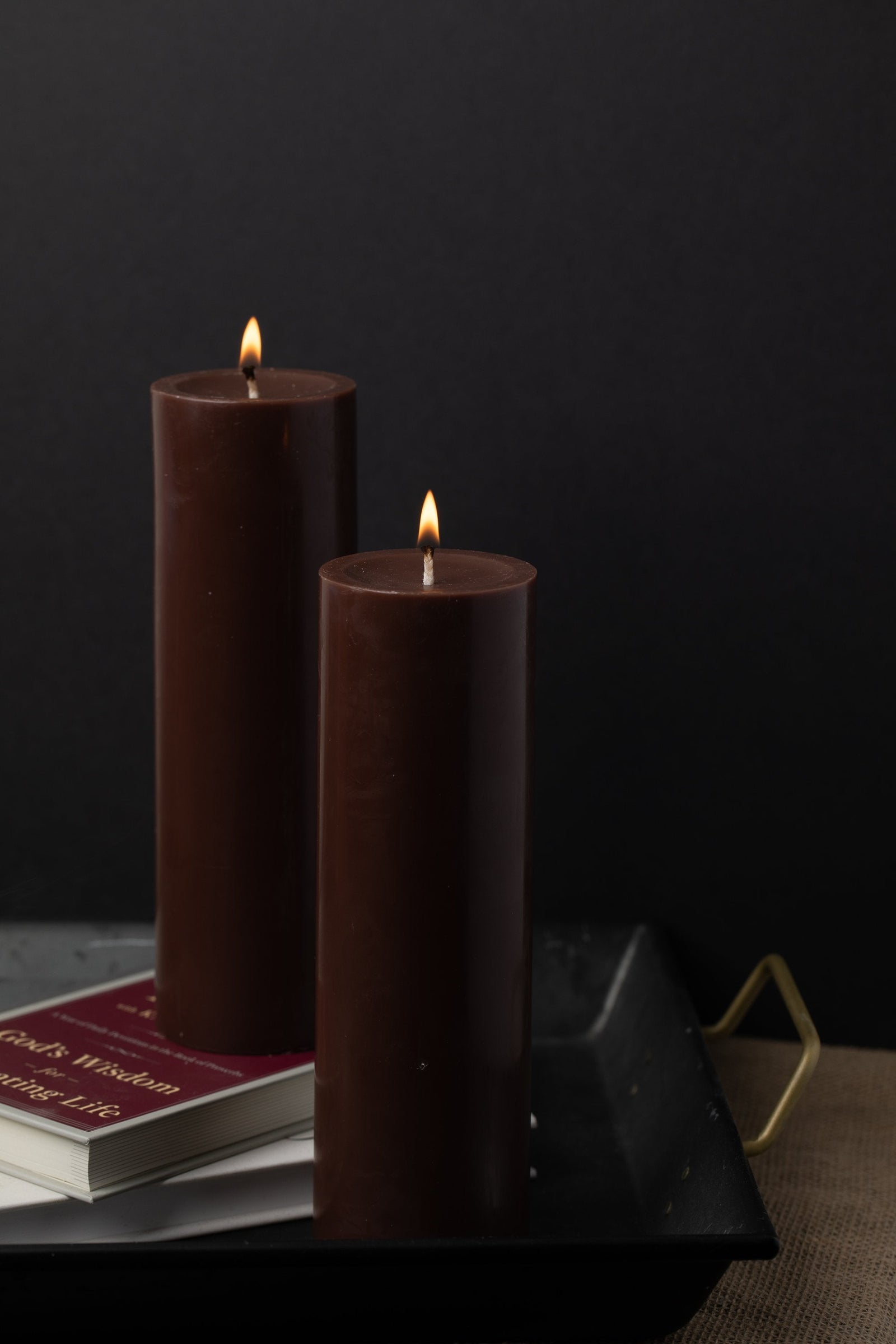 Richland Pillar Candles 3"x9" Brown Set of 12