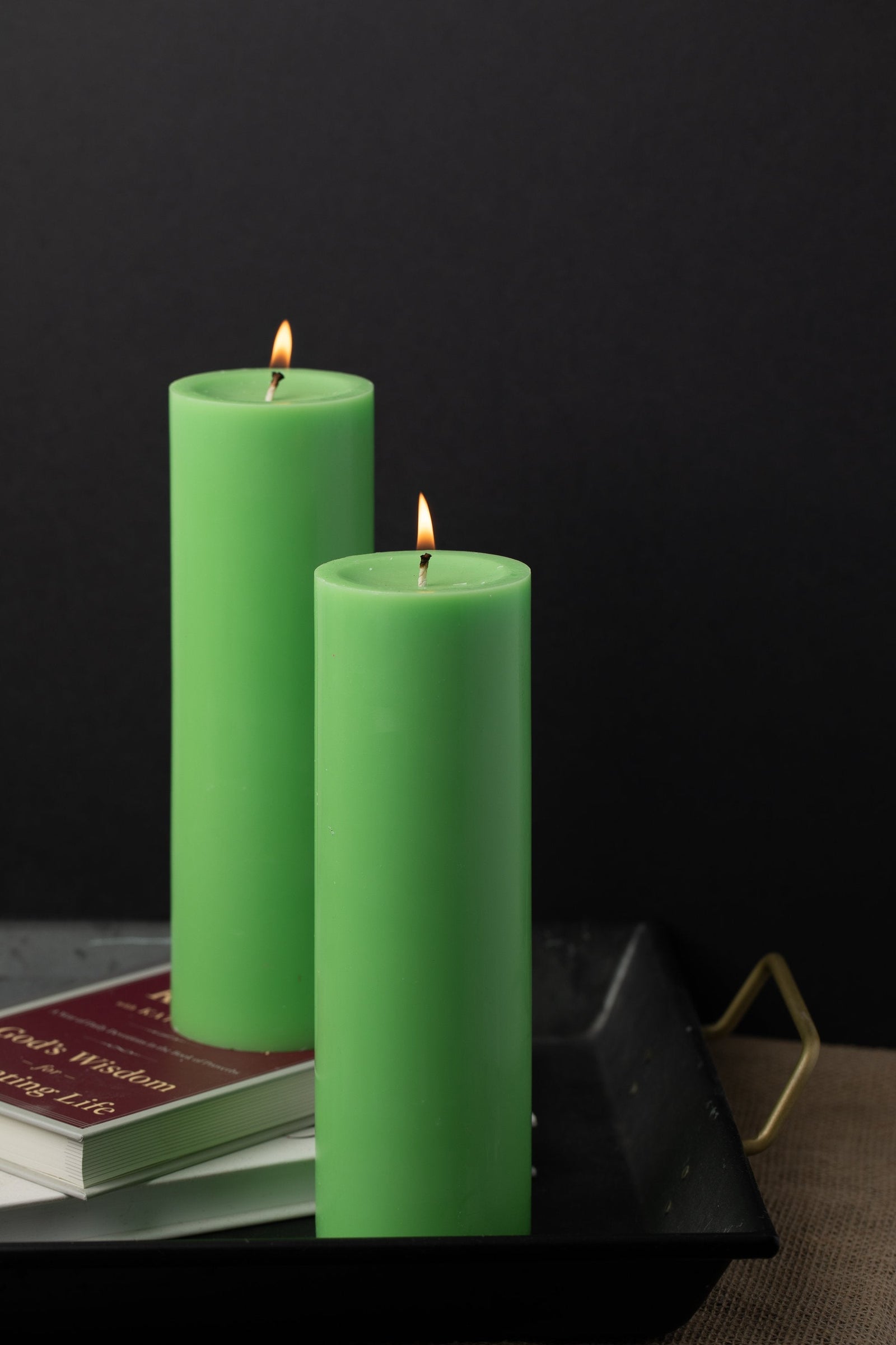 Richland Pillar Candles 3"x9" Green Set of 12