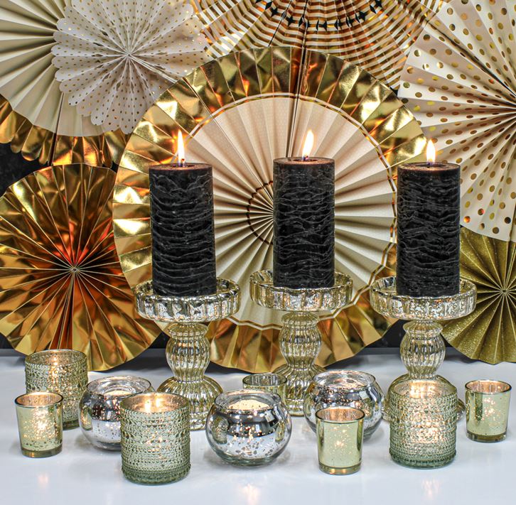 Richland Rustic Pillar Candle 3"x 6" Black Set of 24