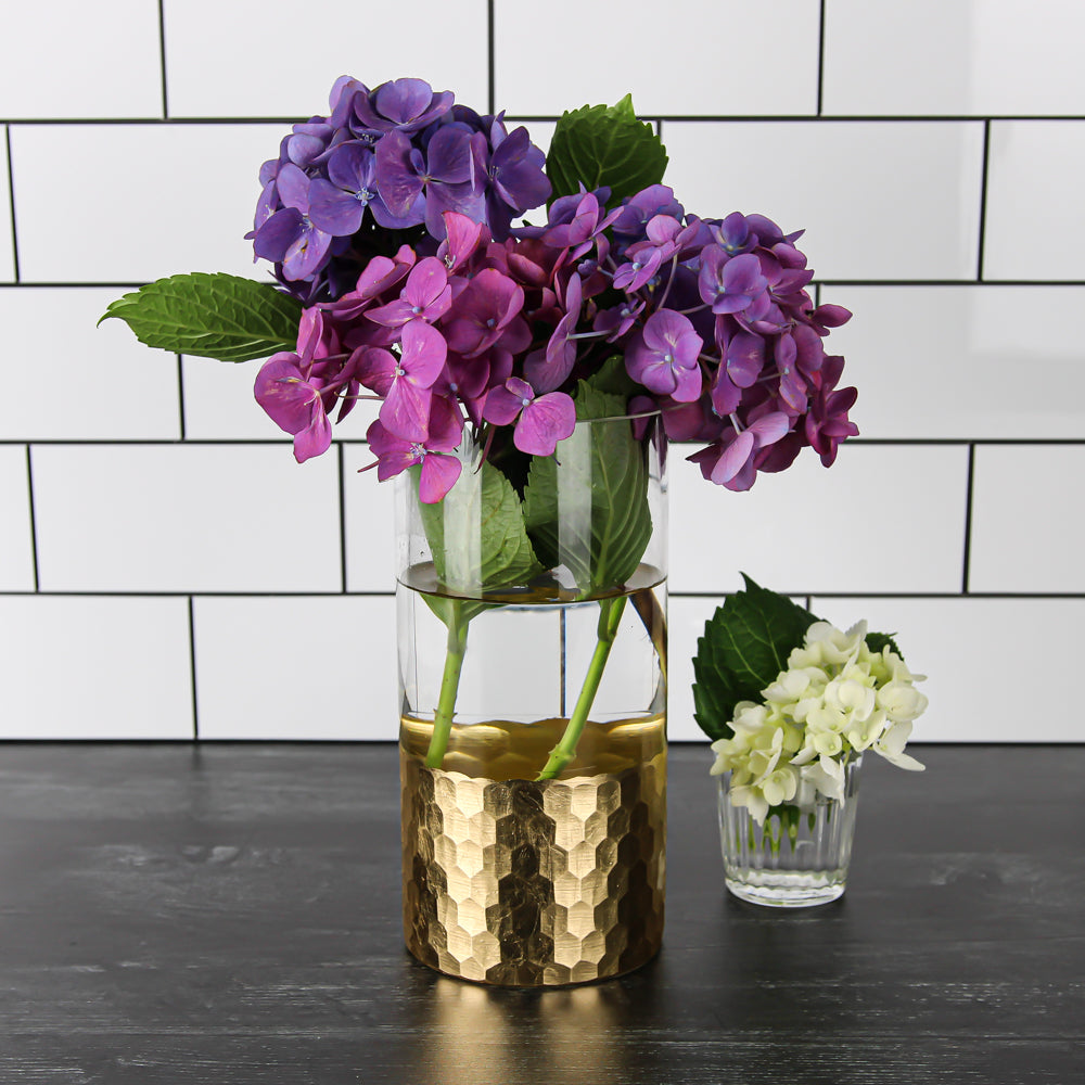 Gold Honeycomb Cylinder Vase 4"x8"