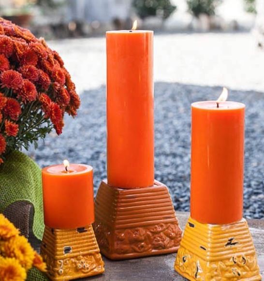 Richland Pillar Candles 3"x3", 3"x6" & 3"x9" Orange Set of 18