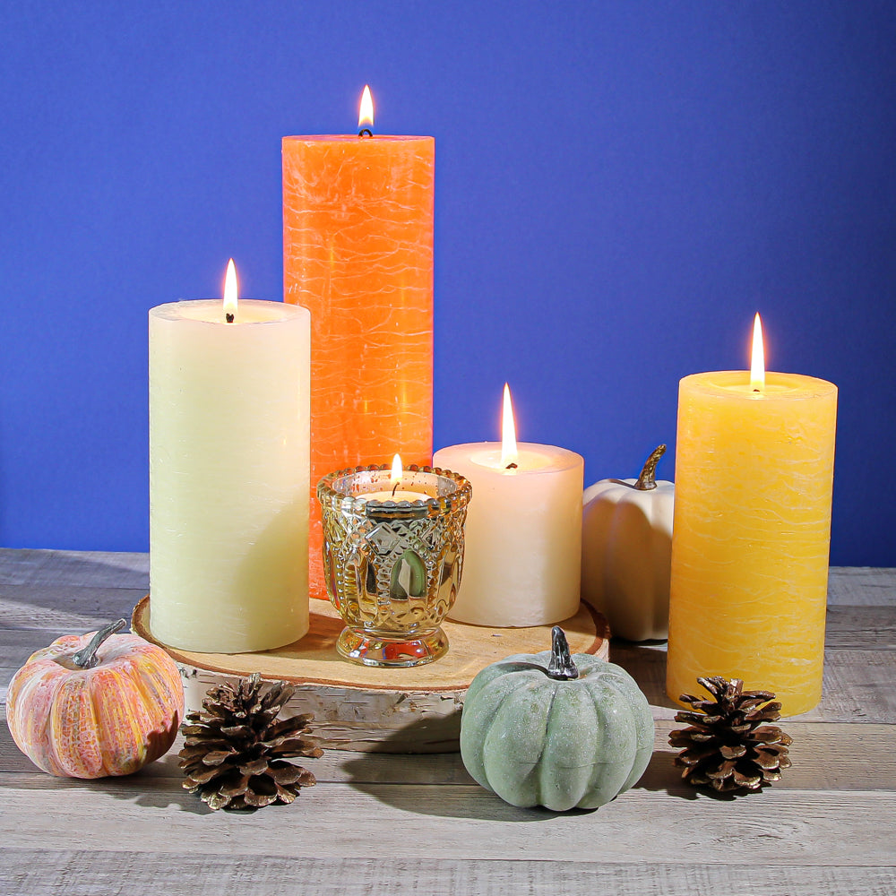 Richland Rustic Pillar Candle 3"x 6" Ivory Set of 6