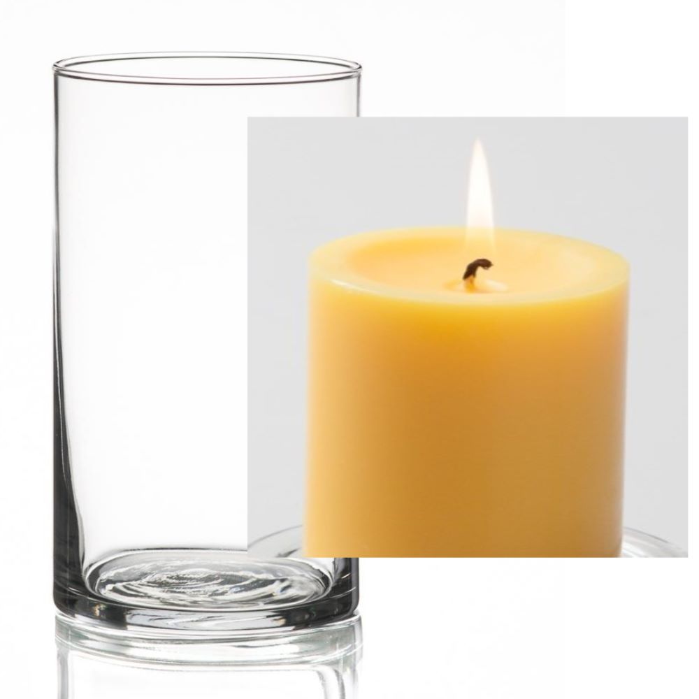 Richland Pillar Candle 3" & Eastland Cylinder Holder 6" Set of 12