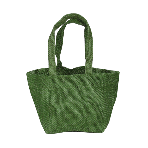 Mini Burlap Jute Tote 4x4in Green