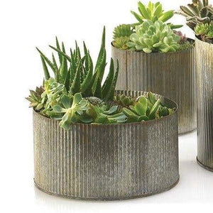 Norah Corrugated Zinc Pot Bowl 4" x 7.5"