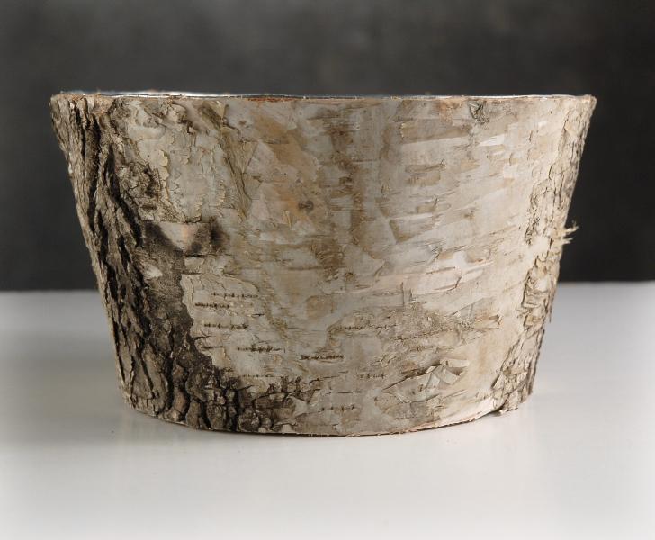 natural birch bark zinc pot planter 6x3