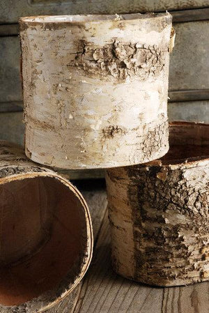 birch bark covered 6 planters pot w liner