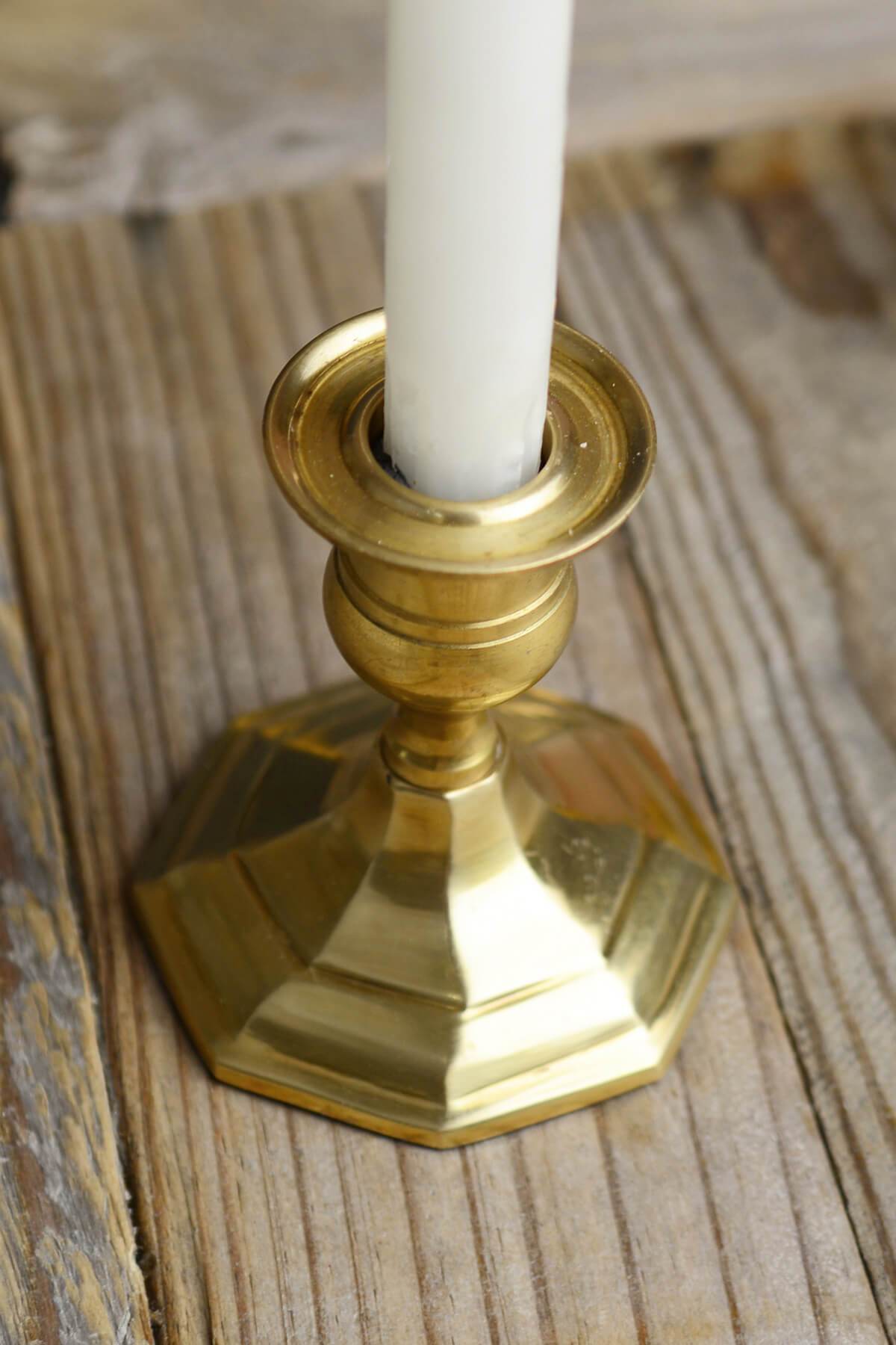 Gold Metal 3.75" Taper Candle Holder, Antique Candlestick