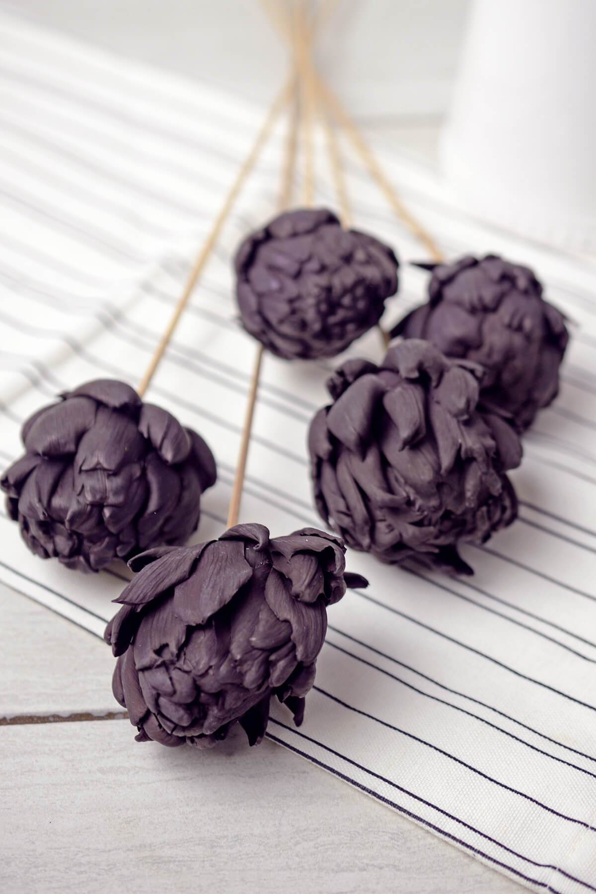 dried chico choke pod stems x5 dark purple