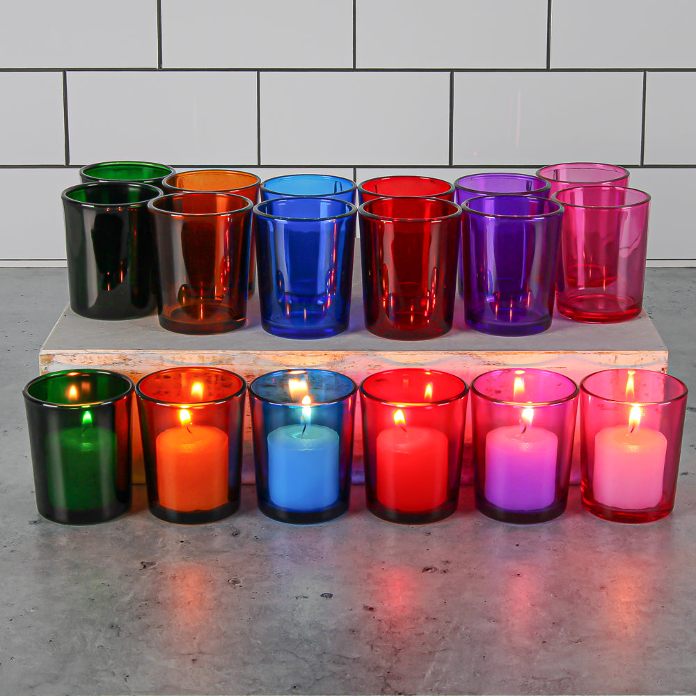 Richland Votive Candles & Eastland Colored Votive Holders Set of 12