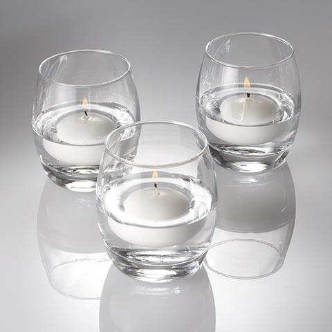 Eastland Grande Hurricane Holders & Richland Floating Candles 2" Set of 24
