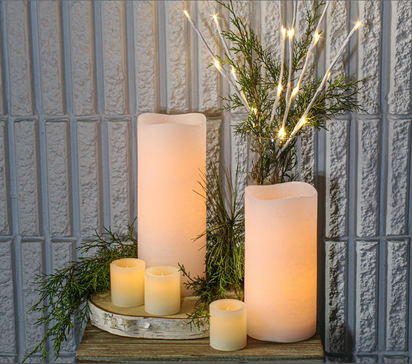 Richland 4" Large LED Pillar Candle with Wavy Top (3 Sizes) - Set of 3