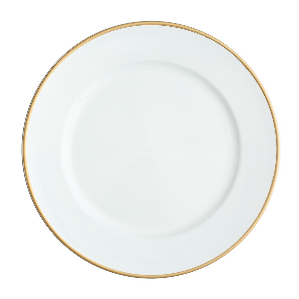 Richland 13" White with Gold Rim Charger Plate Set of 12