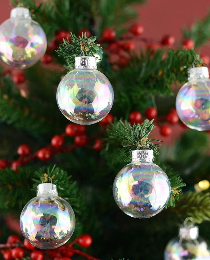 Richland Glass Ornaments 1.37” Iridescent Set of 48