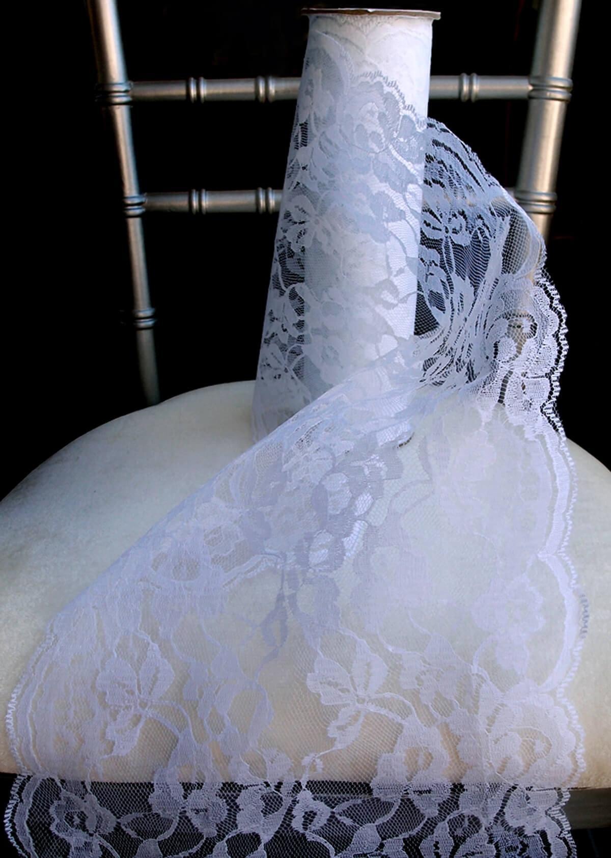 Wide White  Lace Runner 9in wide x 9 yds