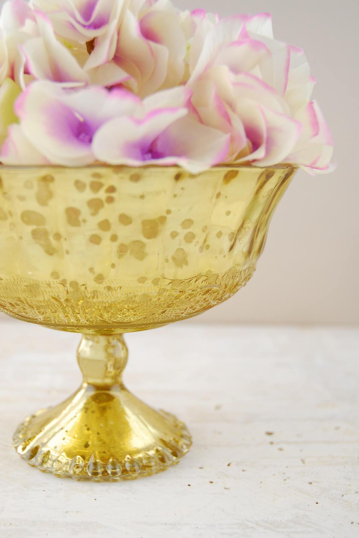 Gold Mercury Glass Compote 7" x 5.25"