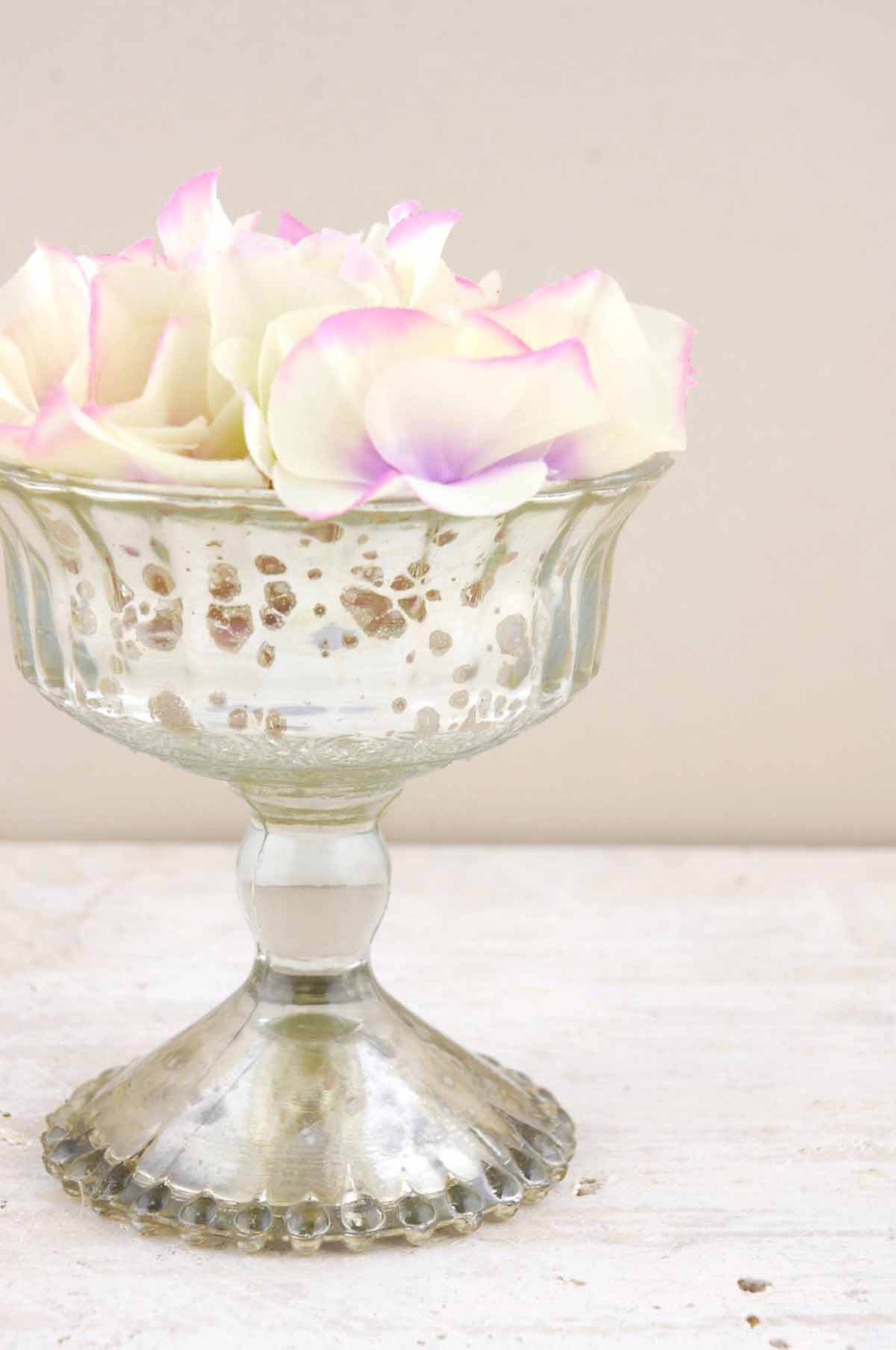 Silver Mercury Glass Compote  4.75in