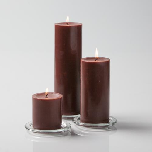 Richland Pillar Candles 3"x3", 3"x6" & 3"x9" Brown Set of 12