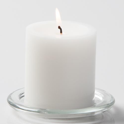 Richland Pillar Candle 3" & Eastland Square Holder 6 inch Set of 12