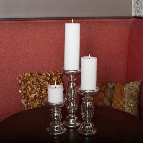 Eastland Unique Mercury Glass Pillar Candle Holder 6.5"
