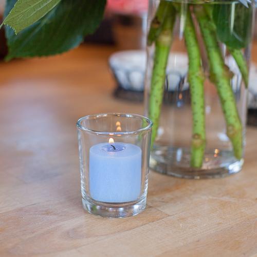 richland votive candles light blue ocean breeze scented 10 hour set of 12