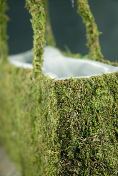 natural preserved moss 12in purse with liner