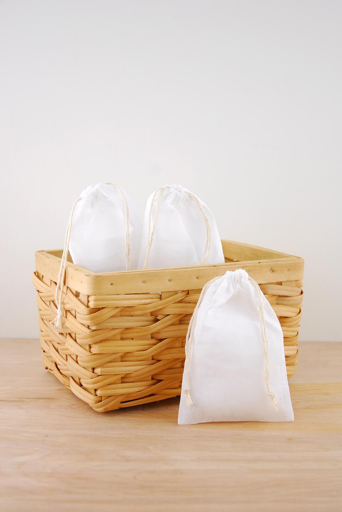 12 Cotton 4x6 Drawstring Favor Bags
